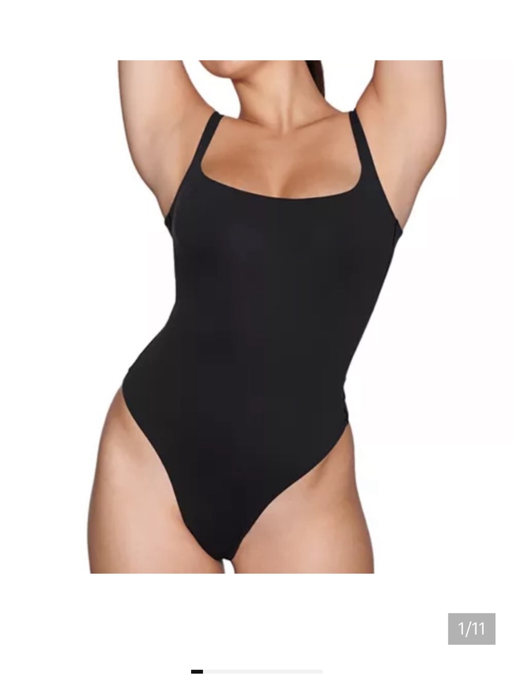 Skims Fits Everybody Black Square Neck Bodysuit Tank Xl